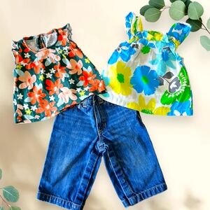 Baby Girls 3 PC bundle Jeans Tops 6-9 Months Talbots